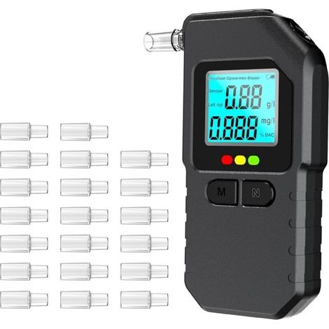 Ethylotest Electronique, Etiloteste Electronique Écran LCD, Portable Alcotest avec Mémoire Affichage Numérique avec 20 Embouts pour Usage Test Person Professionnel Domicile (1/4)