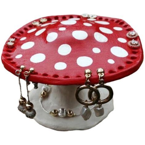 Rouge 26 Trous Champignon Boucle d'oreille Présentoir Résine Boucles d'oreilles Stands Art Décoratif Boucle d'oreille Rack Joli Porte-Bijoux (1/5)