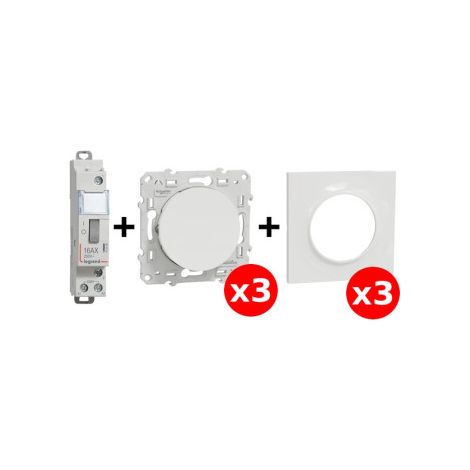Legrand - Tu00e9lu00e9rupteur CX3 - Unipolaire 16A + 3 Poussoirs + 3 Plaques Odace 2011 - Ru00e9f. : 412408+s520702x3+s520206x3 (1/5)