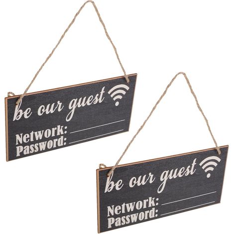 Panneau Wifi 2pcs Réutilisable Style Tableau Noir en Bois Décoration Élégante Partage Pratique du Mot de Passe Wifi pour Maison et Hôtel (1/5)