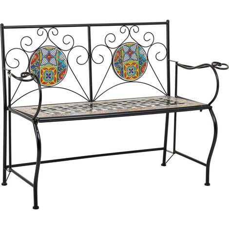 Banco de mosaico y forja negro 110x50x88 (1/5)