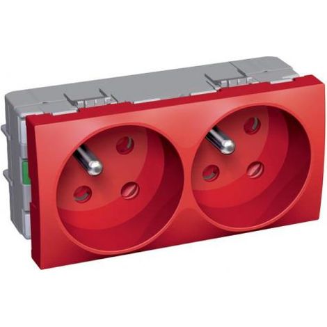 Prise double Altira 2P+T 16A à 45° blanc RAL 9010 (ALB45222) (1/2)