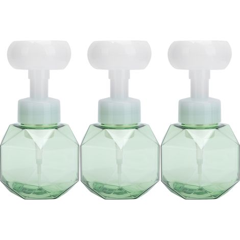 3Pcs Bouteille Mousse PETG 300ml avec Pompe pour Cosmétiques à Main, Floral Transparent Vert Étincelant (1/5)