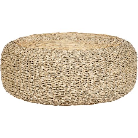 Puf redondo bohemio otomana junco marino jacinto de agua 50 cm natural claro Backan