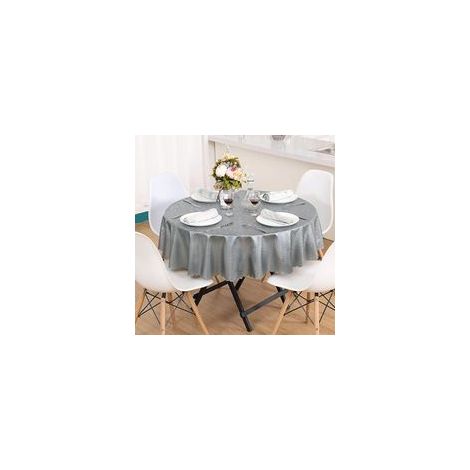 Nappe Ronde Toile Cirée Impermeable Nappe Ronde PU 160 cm Ecologique Nappe de Table Anti-Taches Nordique Lavable Entretien Facile pour Cuisine Restaurant(Gris) (1/4)