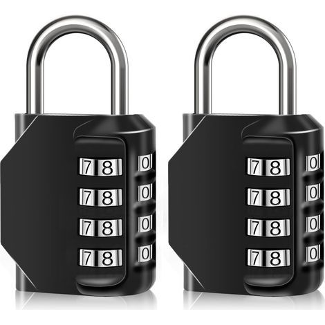 Cadenas à combinaison étanche à 4 chiffres, en alliage de zinc, pour portes, boîtes à outils, écoles, gymnases, clôtures, armoires à crochets et rangements (2PCS) (1/5)