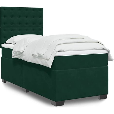 Boxspringbett mit Matratze Dunkelgrün 80x200 cm Samt