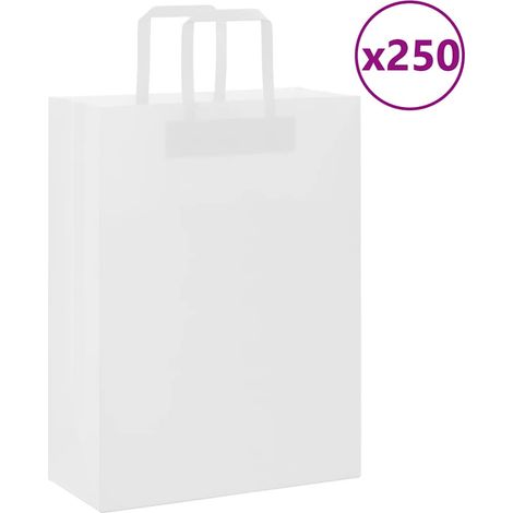 Papiertragetaschen 250 Stk. mit Henkeln Weiß 26x12x35 cm