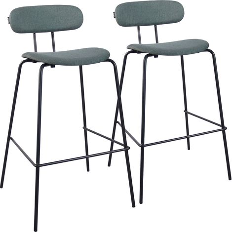 Lot de 2 chaises hautes en acier et bois vert foncé (1/5)