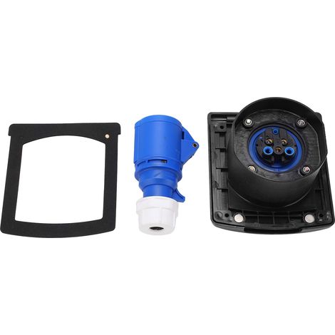 Prise de courant pour camping-car, prise externe étanche à 3 broches, installation encastrée, 220 V-250 V 16 A, noire. (1/5)