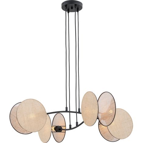 Lampada A Sospensione 4 Luci Moderna Motif In Acciaio Effetto Naturale (1/5)