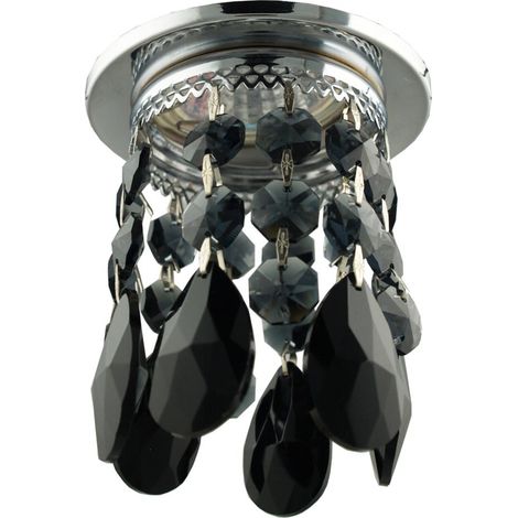 Spot encastré rond chromé cristal noir MR16 50W Candellux