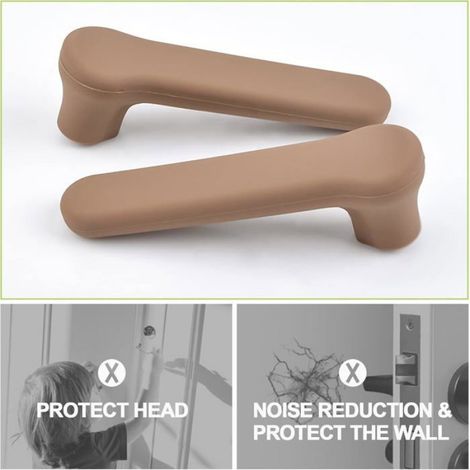 Ensemble de 2 protections pour poignées de porte - Silicone - Marron - Antistatique, anti-choc (1/4)