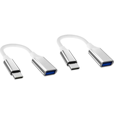 Câble adaptateur USB-C vers USB-A 3.0 (2 pièces, 10 cm), câble adaptateur USB OTG 5 Gbit/s compatible avec Huawei P30/P20, Samsung Galaxy S21/S22/S23, MacBook Air 2018 et Google Pixel. (1/4)