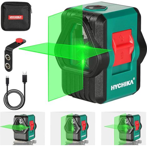 Laser Level, HYCHIKA 30M Self-Leveling Green Laser Level for Outdoor, Dual Modules (Horizontal/Vertical/Cross line)