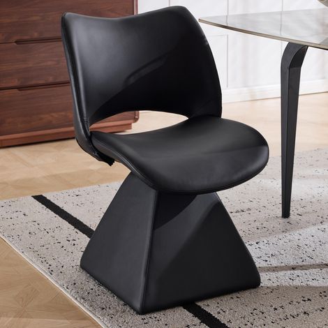 Fauteuil pivotant confortable noir, fauteuil moderne à dossier haut en similicuir, idéal pour les salles à manger, les bureaux et les salons.