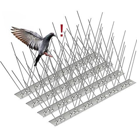 [JAMAIS UTILISÉ] Pic Anti-Pigeon en Acier Inoxydable 1 Mètres, Pack de 4 Pique Anti-Oiseaux pour Effrayer Pigeons, Corbeaux, Moineaux, Chats, Respectueux des Animaux Pic Anti Oiseaux (1/5)