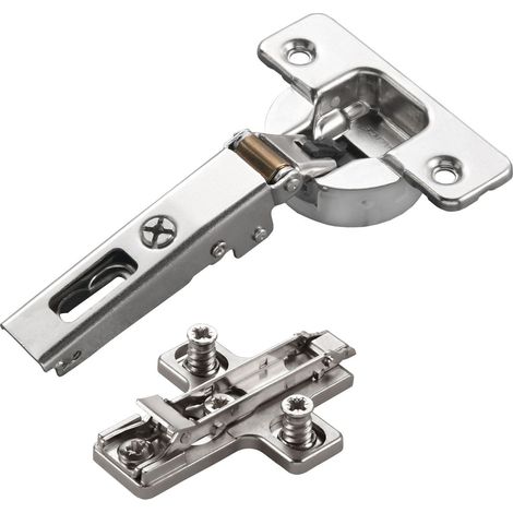 2 x Salice Topfband Serie 700 mit Dämpfer im Topf 110° Bohrbild T52 Eckanschlag inkl. Kreuz-Montageplatte Höhe 3 mm mit vormontierten Euroschrauben, Exzenterverstellung Schrankscharnier von SOTECH (1/5)