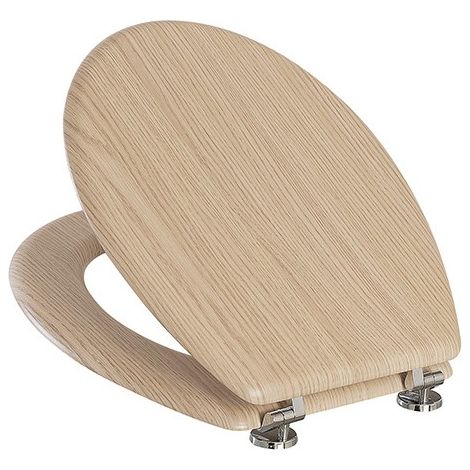 Sedile WC universale in legno rovere sbiancato con cerniere regolabili Feridras
