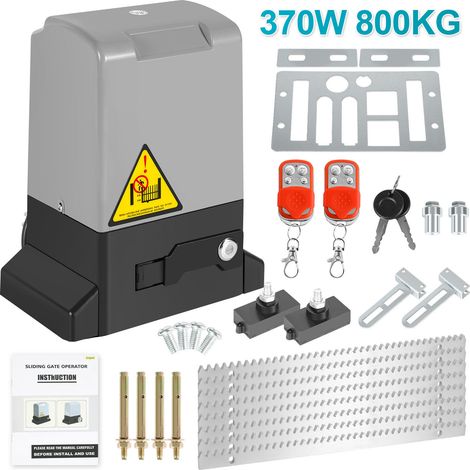 Randaco Schiebetorantrieb Set - 370W Motor, bis 800 kg, mit 2 Schlüssel und Fernbedienung, Hoftorantrieb, Torantrieb, Schiebetor, Toröffner