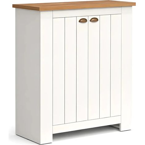 Scarpiera 2 Ante Mobile Ingresso Bianco Rovere 4 Ripiani 84x42x100 cm