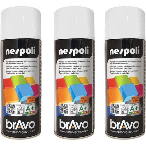 Lot de 3 bombes de peinture professionnelle Nespoli - blanc neige brillant