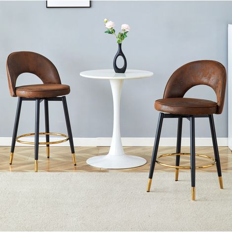Barhocker 360° drehbar aus Stoff mit Metallgestell 2er Set OKMYHOME (1/5)