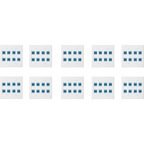 10X Plaque Murale Ethernet 8 Ports - Double Gang Cat6 RJ45 Jack Câble RéSeau FaçAde à - Bleu (1/5)