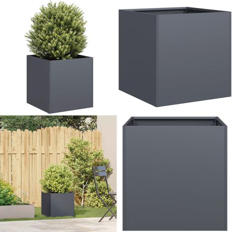 vidaXL Jardinière anthracite 40x40x40 cm acier laminé à froid (1/5)