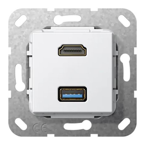 Gira HDMI USB 3.0 A K-Peitsche Einsatz Reinweiß [567903], 5679 03