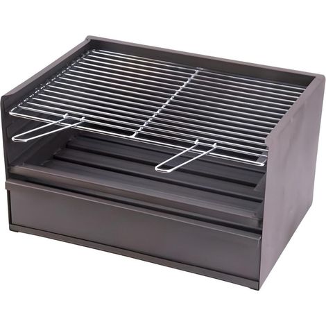 Tiroir barbecue 3 hauteurs – Grille galvanisée en acier inoxydable – Dimensions 50 x 41 x 36 cm – Cuisine d'extérieur – Visiodirect