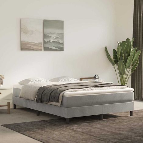 Estructura de cama con somier terciopelo gris claro 140x190 cm (1/5)