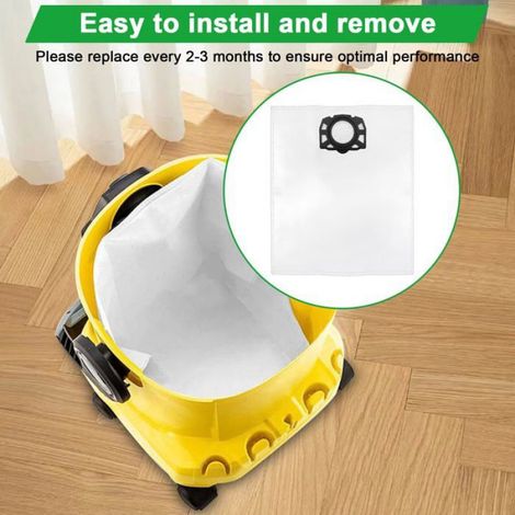 12 Pièces Sacs Aspirateur pour Kärcher WD4-WD6 MV4-MV6, Compatible KFI 487 2.863-006.0 Nass/Trocken Accessoire Cuneary (1/5)