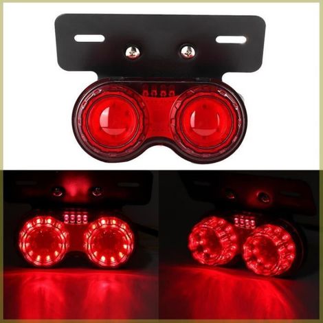 Cocosity Feu arrière de moto (Lentille Rouge)12 V Universel Moto Modifié Feu De Freinage Rond LED auto centrale (Couverture rouge) (1/4)