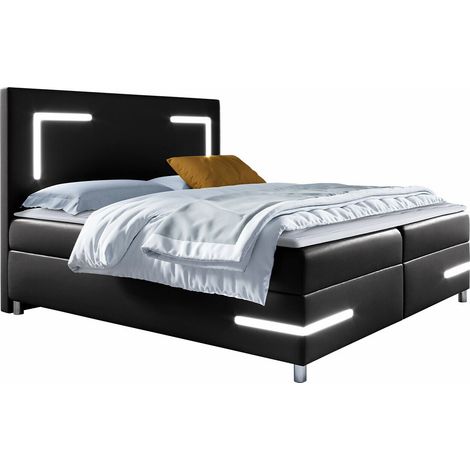 Cama continental Vallis, Soft 011, Continental, Individuales, 120x200, Cuero ecológico, Somieres, 120x212x120cm, LED (1/5)