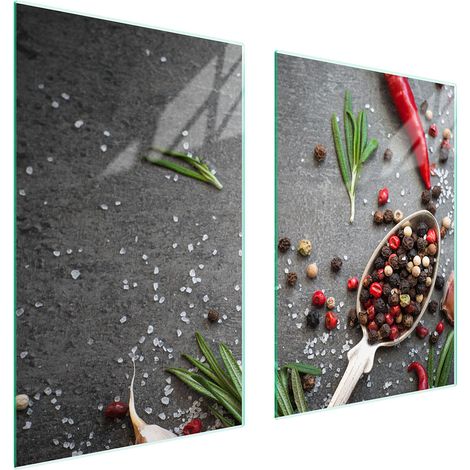 Glasschutzplatte für Küche 65x52 Gewürze