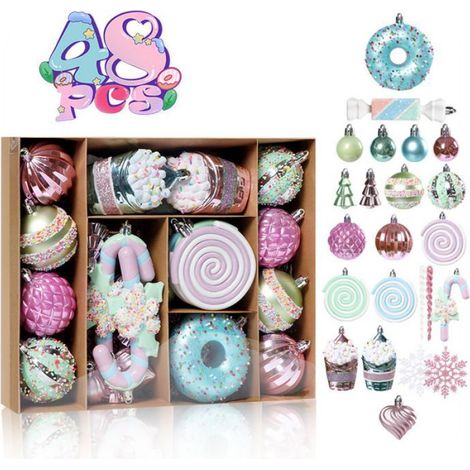 Lot de 48 Boules de Noël en verre, finition or champagne brillante et mate, décoration pour sapin, mariage, fiançailles (1/3)