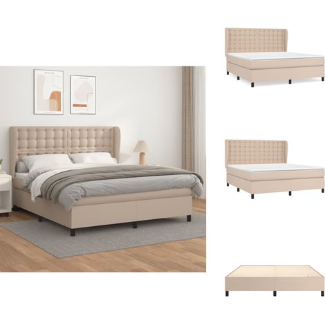 Sommier à lattes de lit avec matelas Cappuccino 180x200 cm - Lit Plateforme - Lit Capitonné - Lit Double - Literie - Chambre À Coucher (1/5)