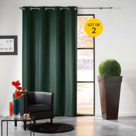 Lot de 2 Rideaux a oeillets 140 x 240 cm occultant mezzo Vert (1/2)