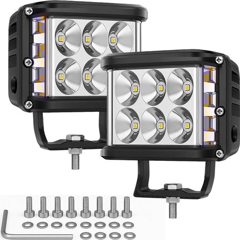 2P Phare LED 4 Pouces 60W stroboscopique 12V Spot cube compatible bateau tracteur 4x4 SUV (1/5)
