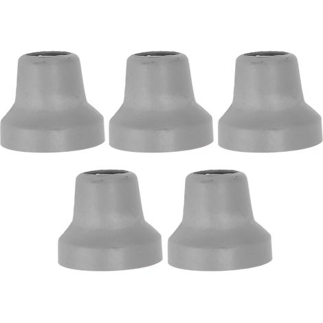 Embouts de béquille 5 pièces, 16mm, avec rondelles métalliques, gris, remplacement pour cannes et béquilles antidérapants. (1/5)
