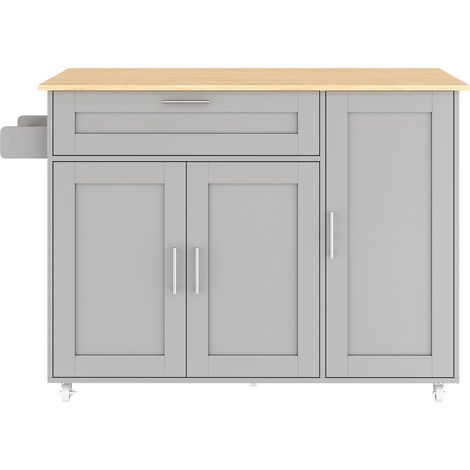 Mobile klappbare Kücheninsel MDF grau Holzoptik 132,5 x 44(70) x 90 cm MODENUIT (1/5)