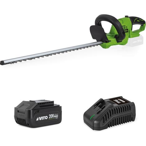 Taille Haies Sans fil 20V Lame 51Cm + Batterie lithium 4.0Ah + Chargeur Rapide Poignée rotative 90° Haies et Arbustes VITO