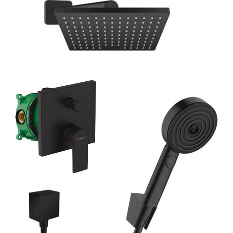 Hansgrohe Vernis Shape All-in-One Duschset mit Kopfbrause 230 + Handbrause 2 Strahlarten, Mattschwarz (1/5)