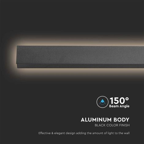 V-TAC LED Applique Moderne - IP65 Waterproof - Anthracite Body - 16W- 2035 Lumens - 3000K