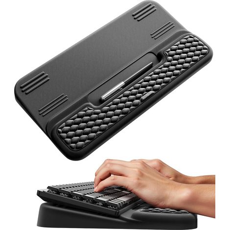 Vaydeer Tastaturständer mit Handgelenkauflage, ergonomischer Tastaturerhöher, erhöhte Plattform mit Handgelenkpolster und weichem Memory-Schaumstoffkissen zum Tippen im Büro (1/5)