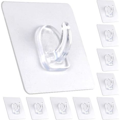 Selbstklebende Haken, robuste Universalhaken, max. 9 kg Tragkraft, wasser- und ölbeständig, abnehmbar, 20er-Packung, nahtlose Haken, wiederverwendbare Wandhaken für Küche, Bad, Schlafzimmer, Büro