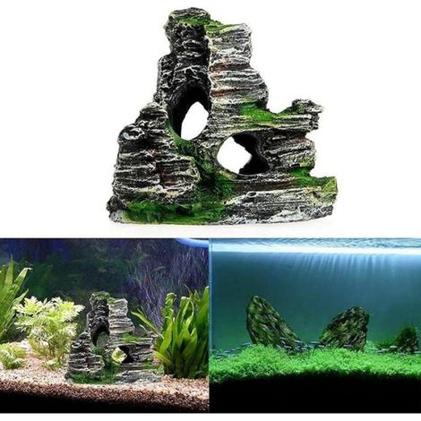 2 grottes décoratives, accessoires pour animaux de compagnie, décoration de piscine de poisson, aquarium, grotte en (1/4)