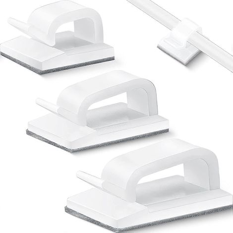 Lot de 75 attaches-câbles autocollantes, clips pour cordons, organisateur de câbles de voiture, support de câbles, gestion des câbles pour la maison et le bureau, 3 tailles-AquaForge (1/5)