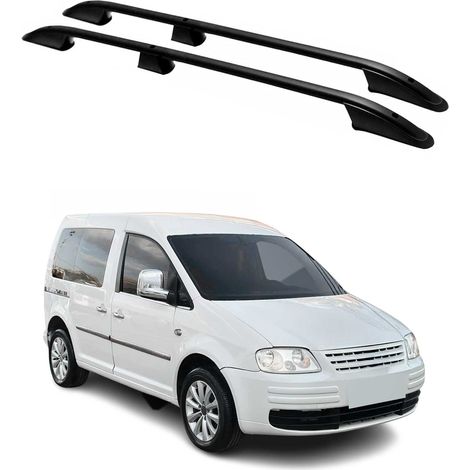 OMAC Barres de Toit longitudinales pour VW Caddy 2003-2015 L1 Aluminium Noir (1/5)